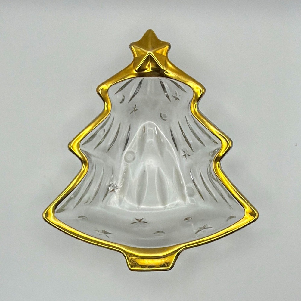 Studio Nova Yuletide Spirit Christmas Clear Glass Gold Trim Decorative, 6 in